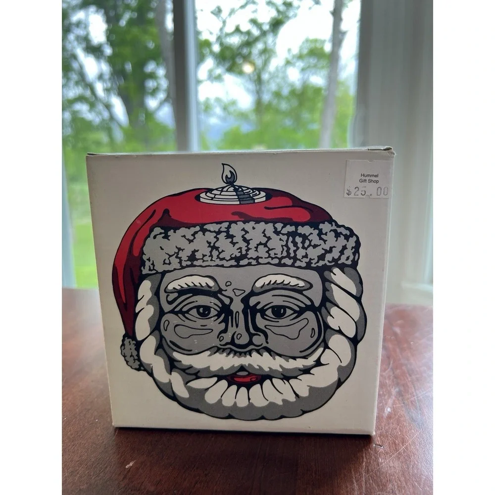 Vtg Dept 56 Christmas Candle Holder Mercury Glass Santa Votive Hand Painted‎